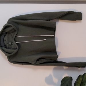 Olive Green Cropped Hoodie